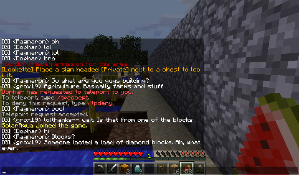 At the "is it from the blocks?" part he randomly gave me nine diamonds. Then he for some reason attacked me.