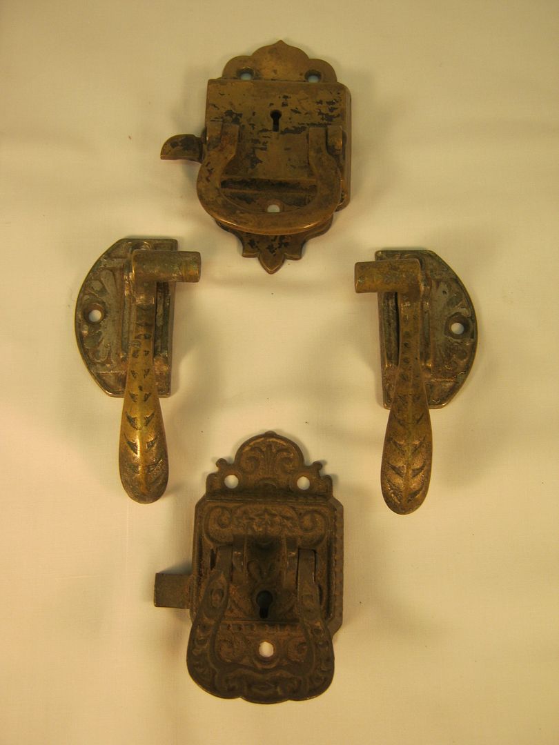 Antique Icebox Trunk Latch Hardware Handles Brass 4 Pcs 216713 eBay