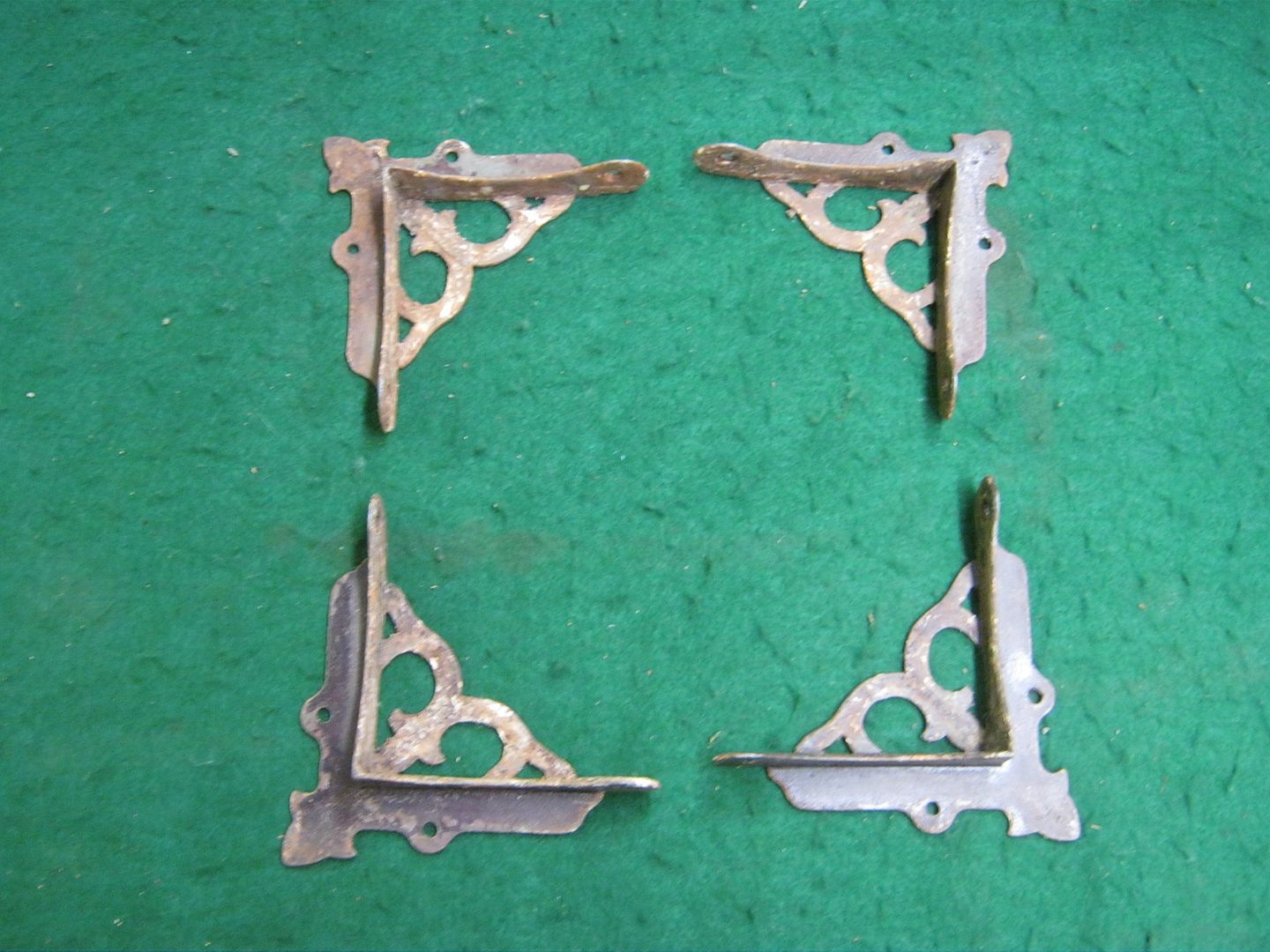 4 Antique Cast Iron Victorian Screen Door Corner Brackets Decorative