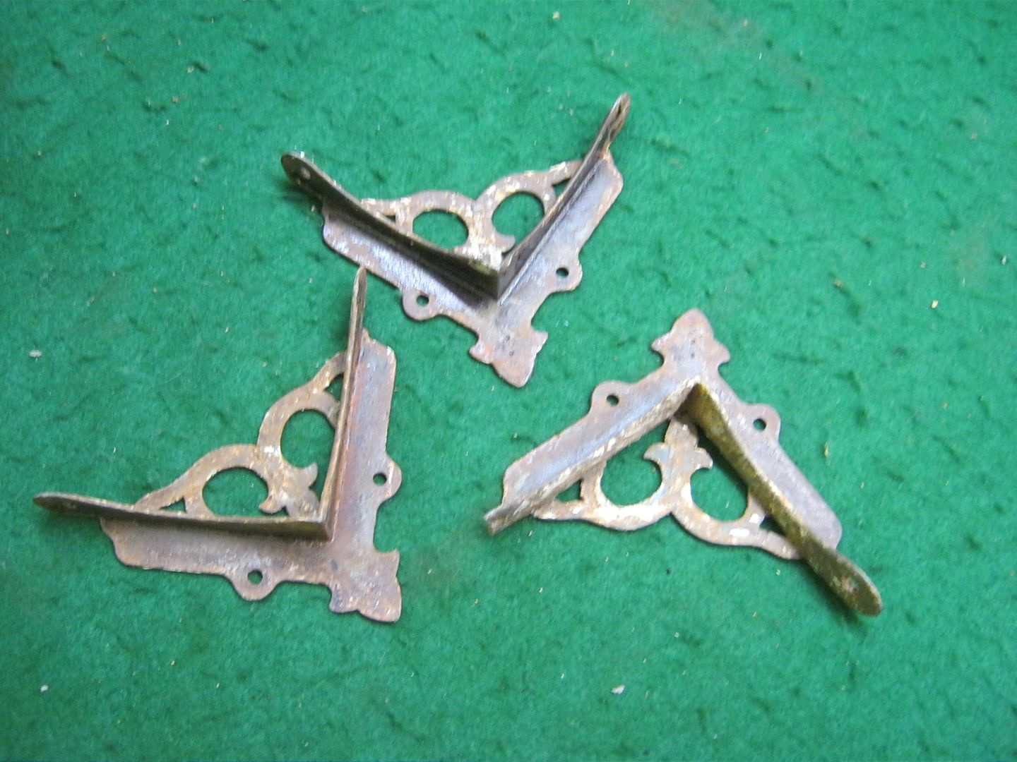 3 Antique Cast Iron Victorian Screen Door Corner Brackets Decorative