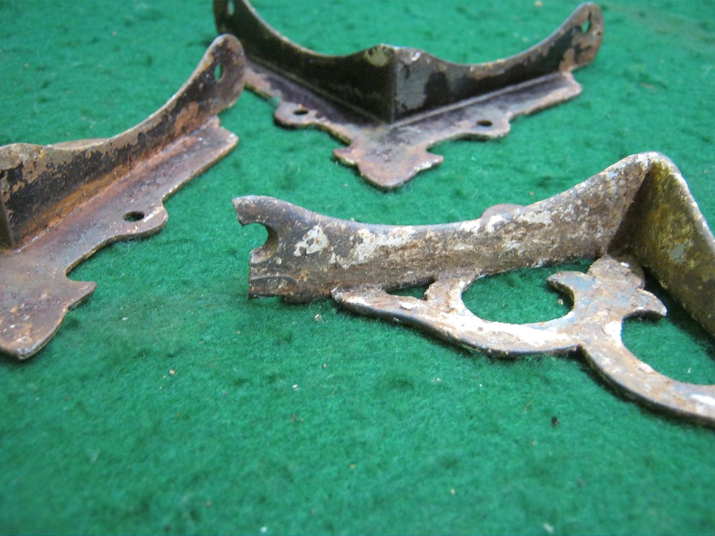 3 Antique Cast Iron Victorian Screen Door Corner Brackets Decorative