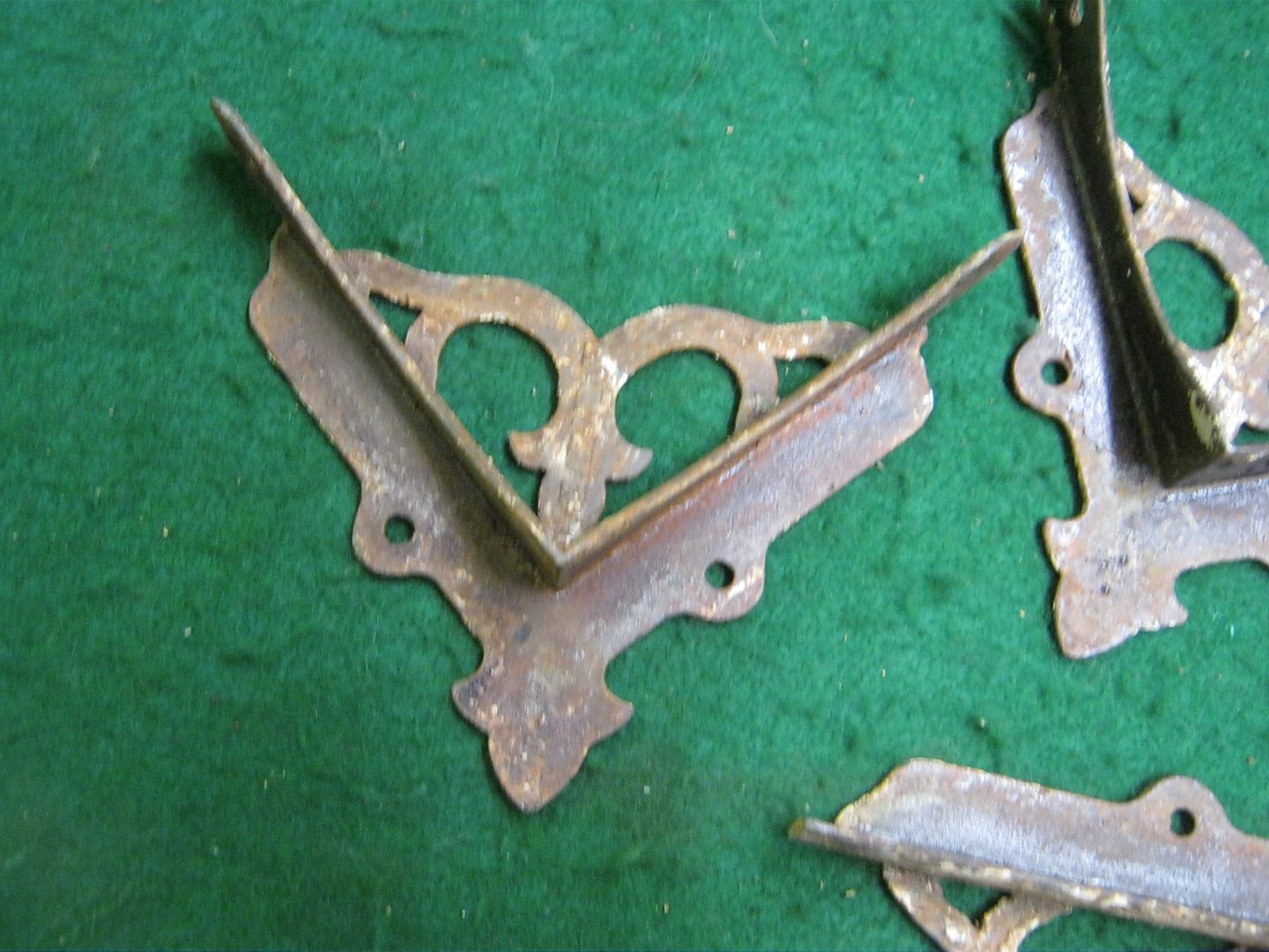 3 Antique Cast Iron Victorian Screen Door Corner Brackets Decorative