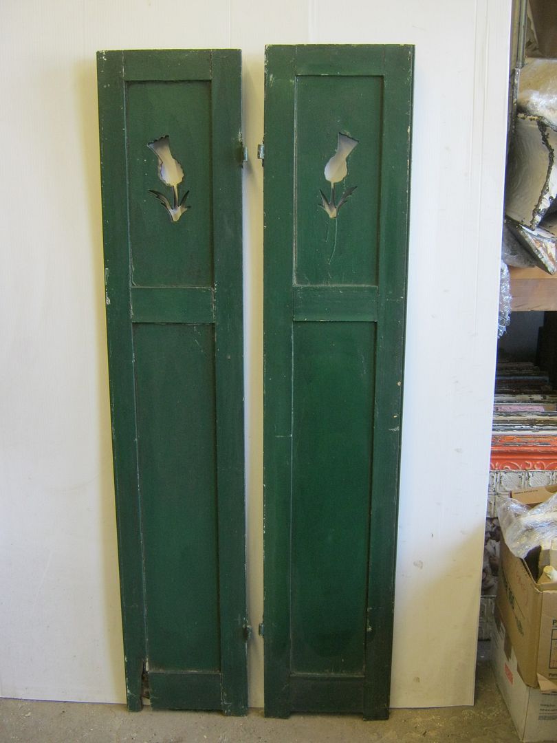 Pair of Vintage Wood Shutters With Flower Cutout 256113 eBay