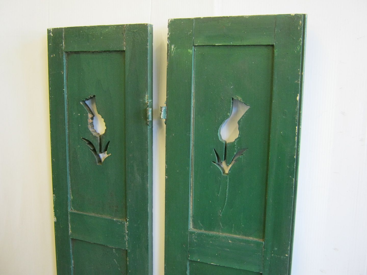 Pair of Vintage Wood Shutters With Flower Cutout 256113 eBay