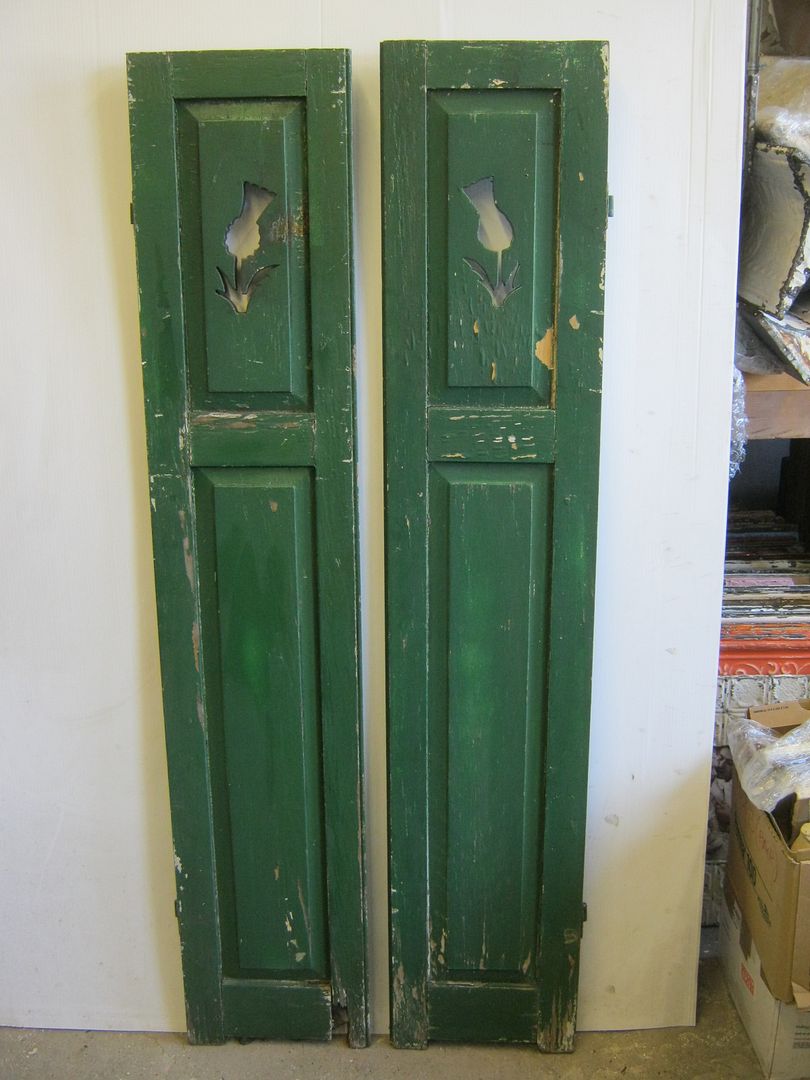 Pair of Vintage Wood Shutters With Flower Cutout 256113 eBay