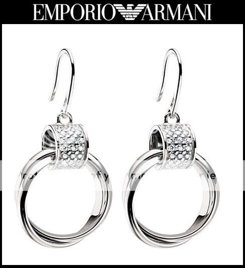 New Emporio Armani Lady Crystal Pave Circle Earrings EG2356  